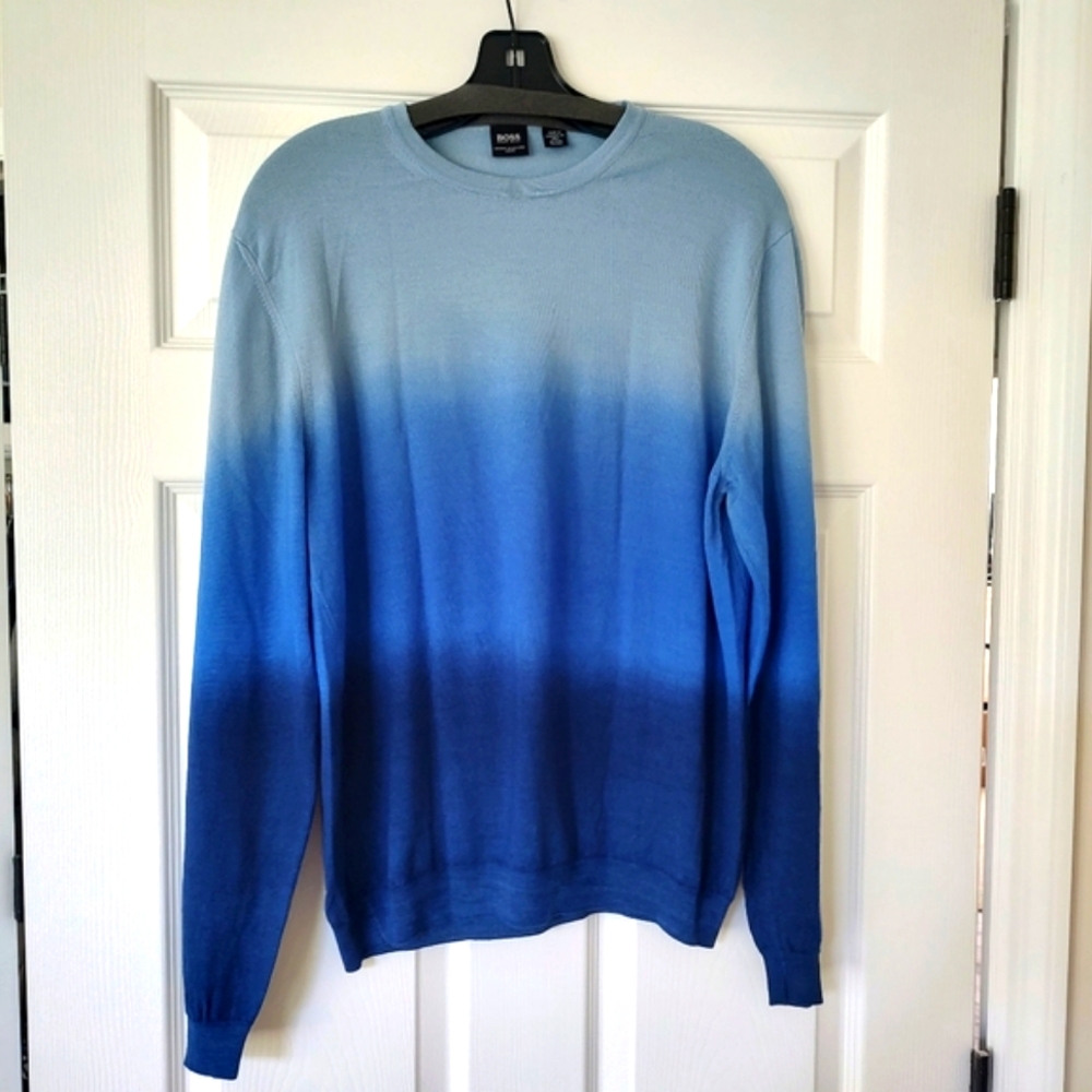 Hugo Boss Merino Extra Fine Crepe Ombre Blue Sweater Repair